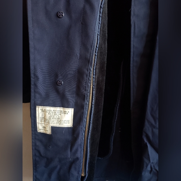 Vintage mens 42R US Navy military blue trench overcoat all weather w/liner large - Picture 6 of 8